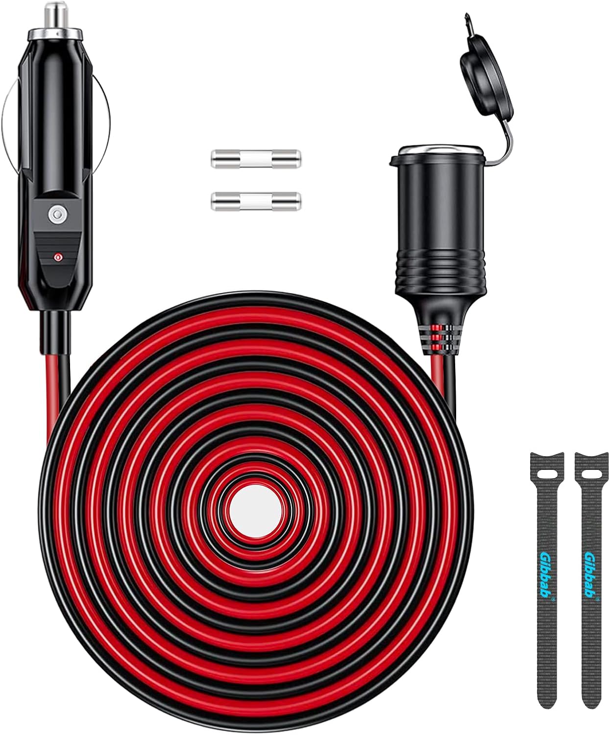 Thumbnail 6 de 12V/24V 16AWG Heavy Duty Cigarette Lighter Extension Cable – 20ft with LED and Built-in 20A Fuse