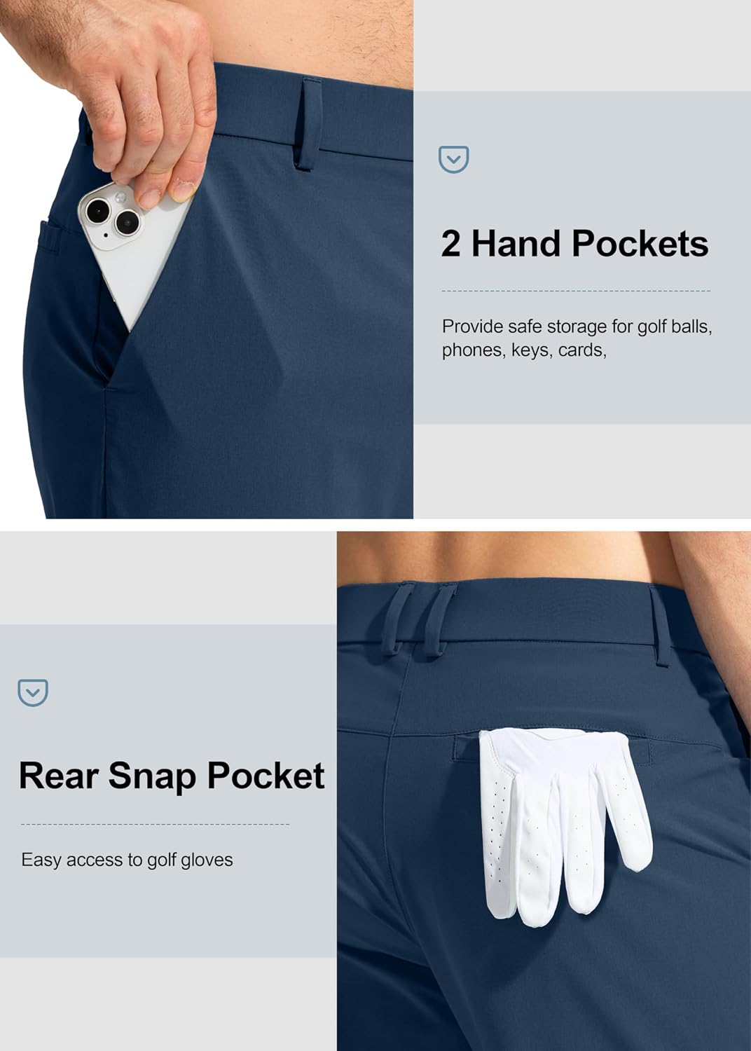 Detalle 2 de Pudolla Men's Golf Pants: Lightweight, Stretchy, Quick-Dry Slacks for Work and Casual Wear