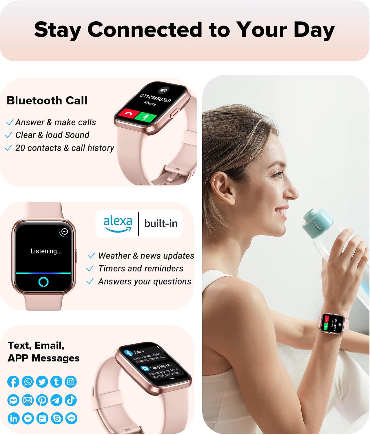 Detalle 2 de Smartwatch Damen 1,7" Touchscreen Fitnessuhr