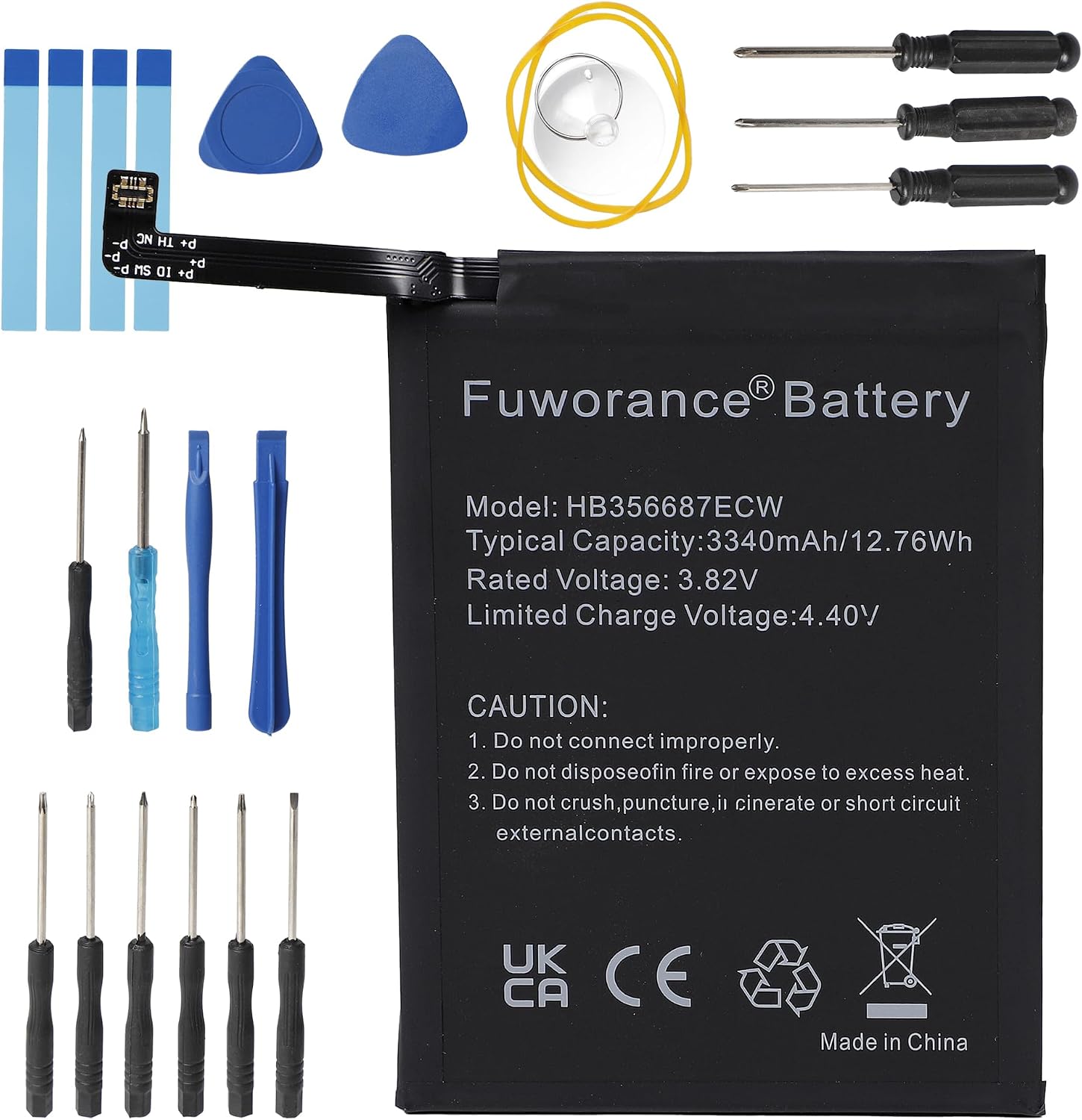 Detalle de Fuworance HB356687ECW Replacement Battery for Huawei/Honor/Nova Series (3340mAh, 3.82V, 12.76Wh)