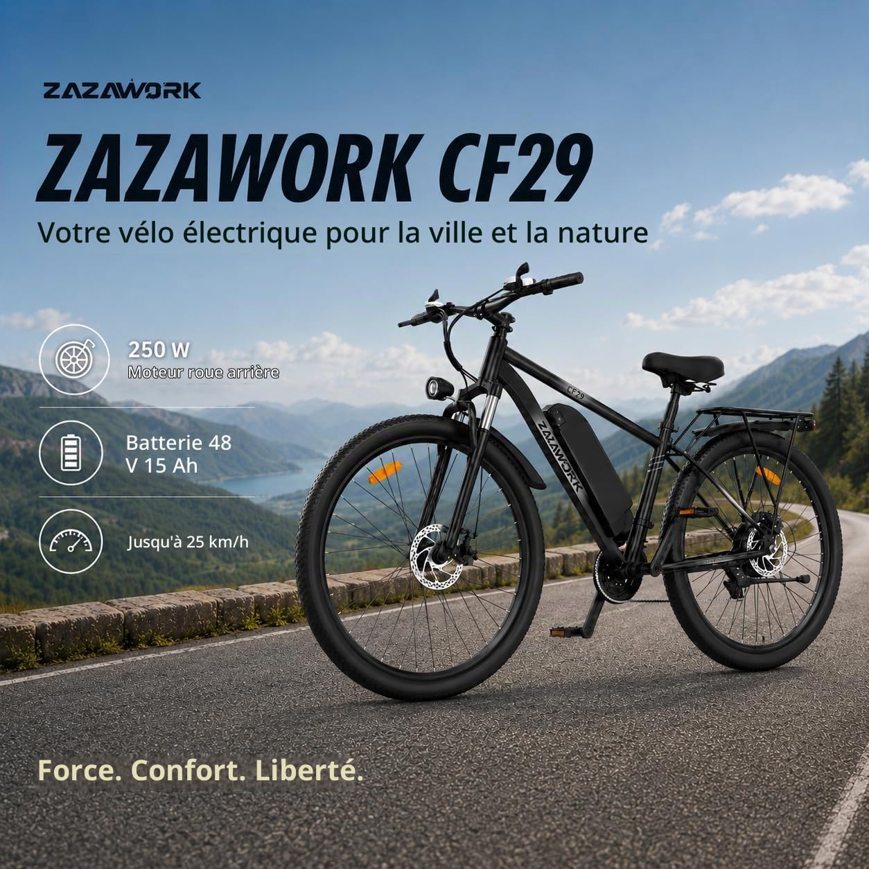 Detalle 2 de TIGUOWISH C29pro elektrische fiets met 29-inchwielen en 21 versnellingen