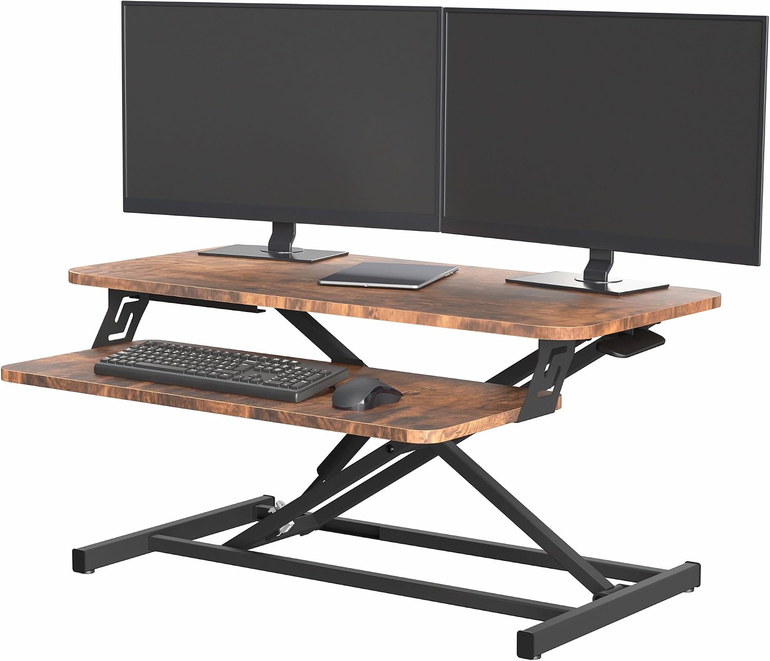 Detalle de VIVO DESK-V000SN 32-Inch Standing Desk Riser, Vintage Brown Top
