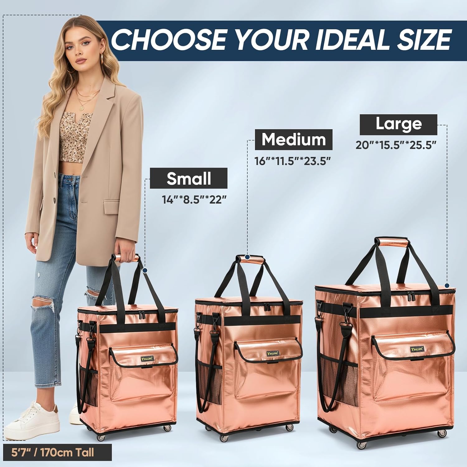 Thumbnail 2 de BALEINE Reusable Grocery Bags on Wheels Rolling Tote Bag (Large Rolling Shopping Cart Tote)