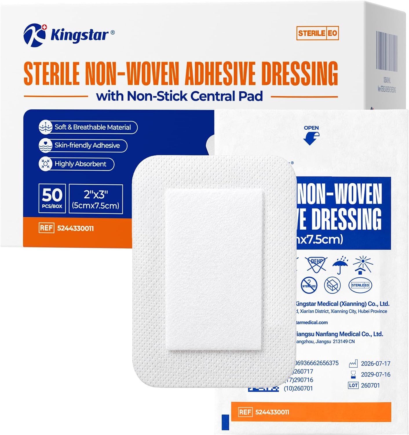 Detalle de Kingstar 2" x 3" Sterile Island Dressings, Non-Woven, 50 Count