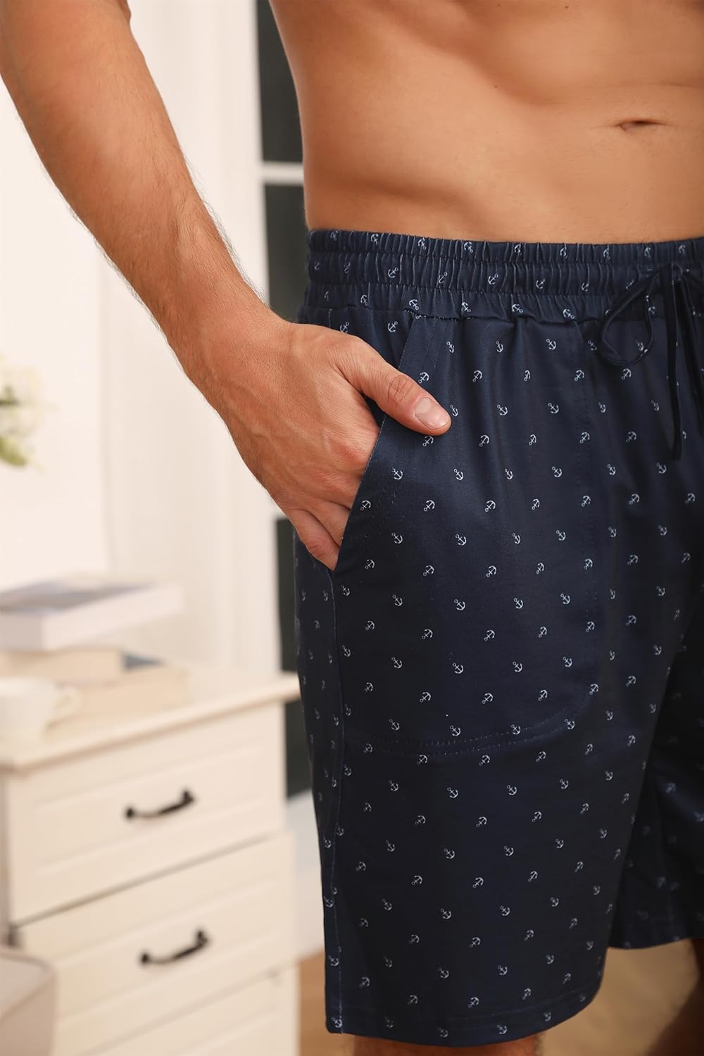 Thumbnail 2 de Demegimi Short Pyjama Homme en Coton – Pantalon Court à Poches, Élastique Ajustable