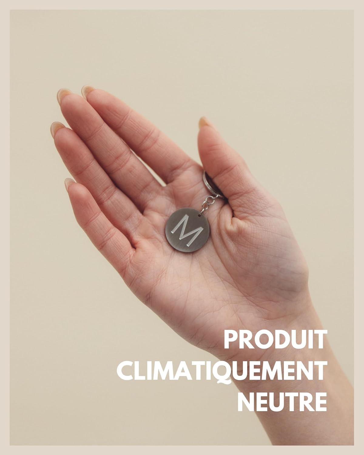 Thumbnail 5 de Porte-clés lettre avec jeton de caddie – Pendentif gravé en acier inoxydable argenté