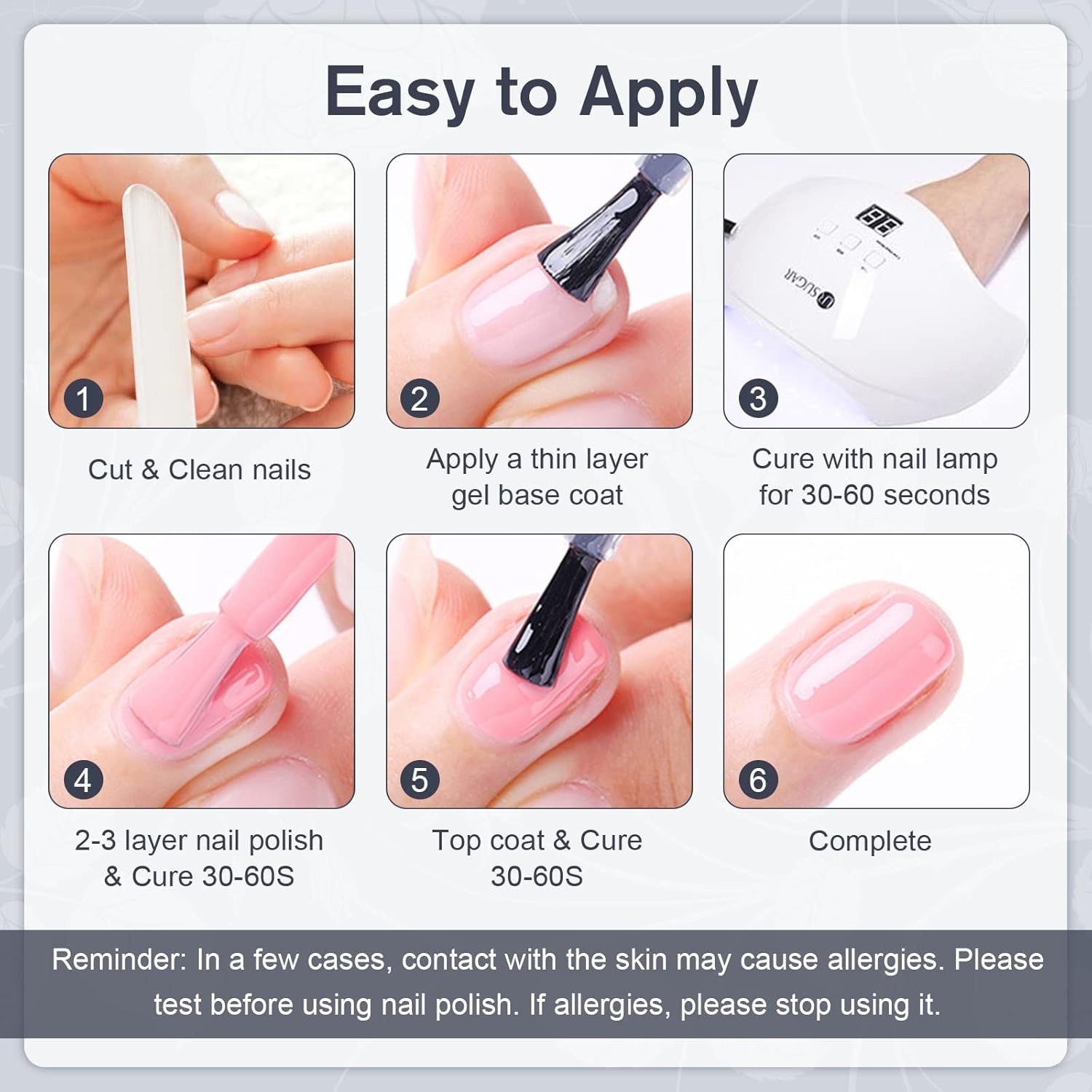 Thumbnail 5 de Shining She UV-Nagellack Schwarz Set mit 6 Farben (Glitzer, Grau/Weiß/Schwarz), 8 ml pro Flasche