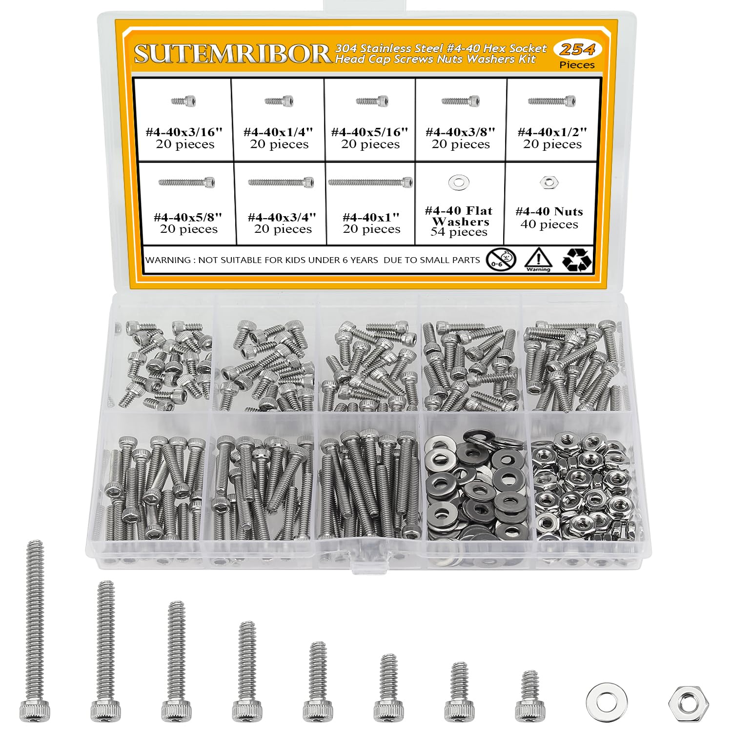 Detalle de Sutemribor Hex Socket Screw Kit, #4-40