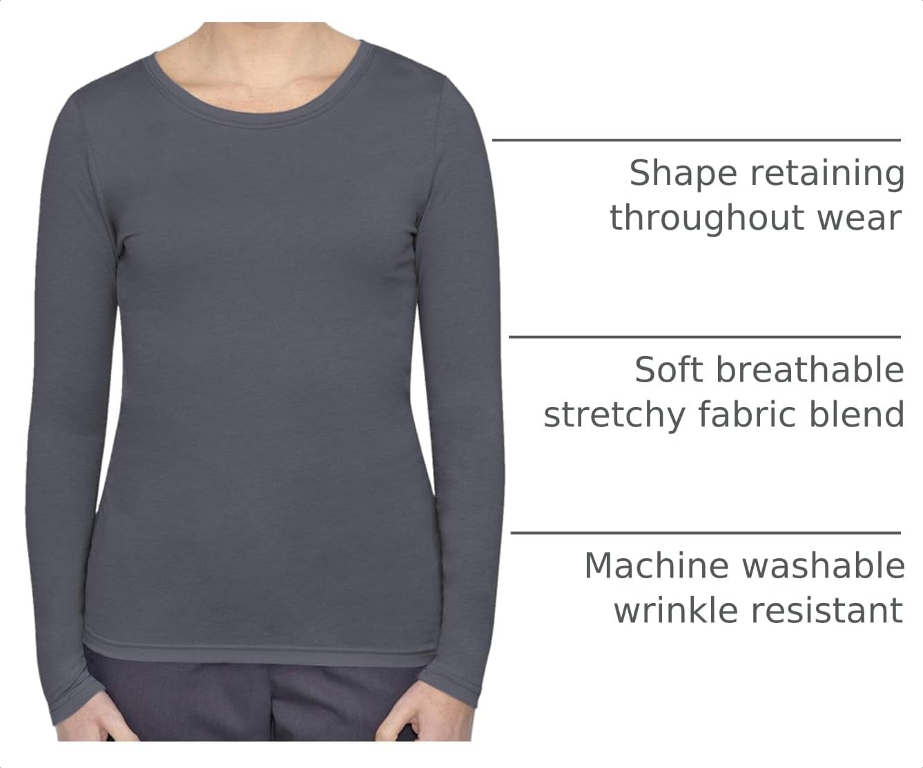 Detalle 2 de Healing Hands Women's Underscrub Top, Cotton Blend