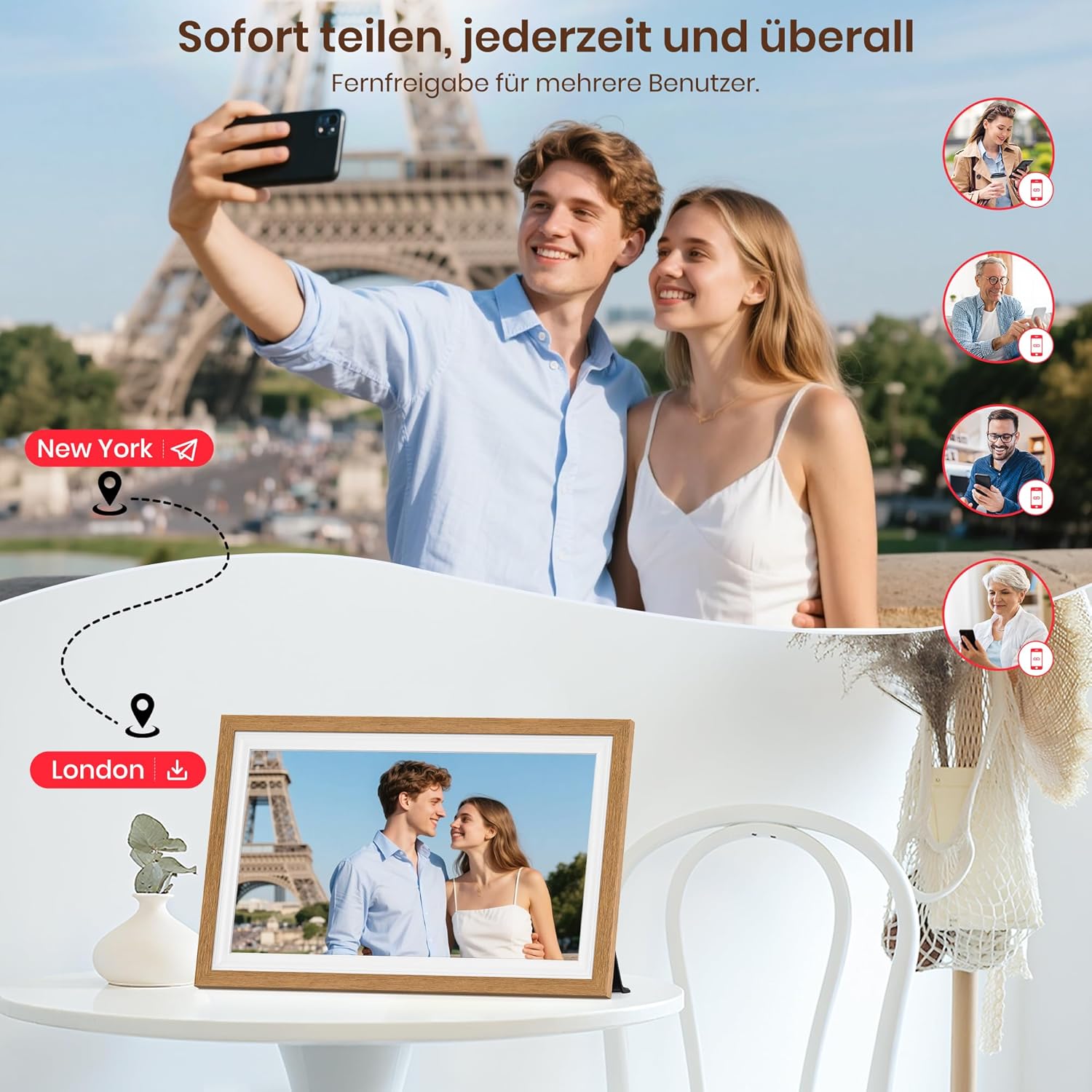 Thumbnail 6 de Frameo 64 GB – 15,6 Zoll Digitaler Bilderrahmen mit WLAN, Touchscreen und Frameo-App