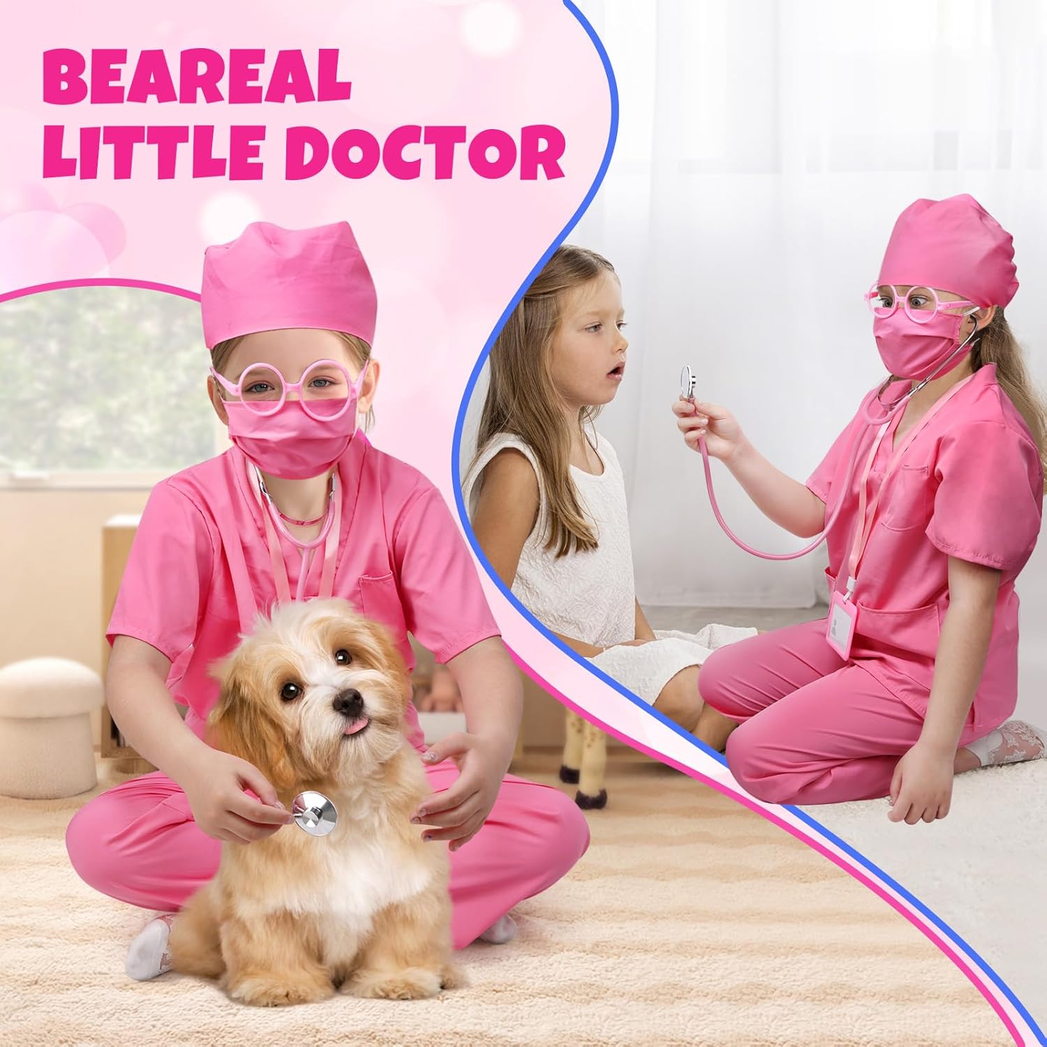 Detalle 2 de LEADSTAR Kids Doctor Costume and Nurse Dress-Up Set for Toddlers and Children