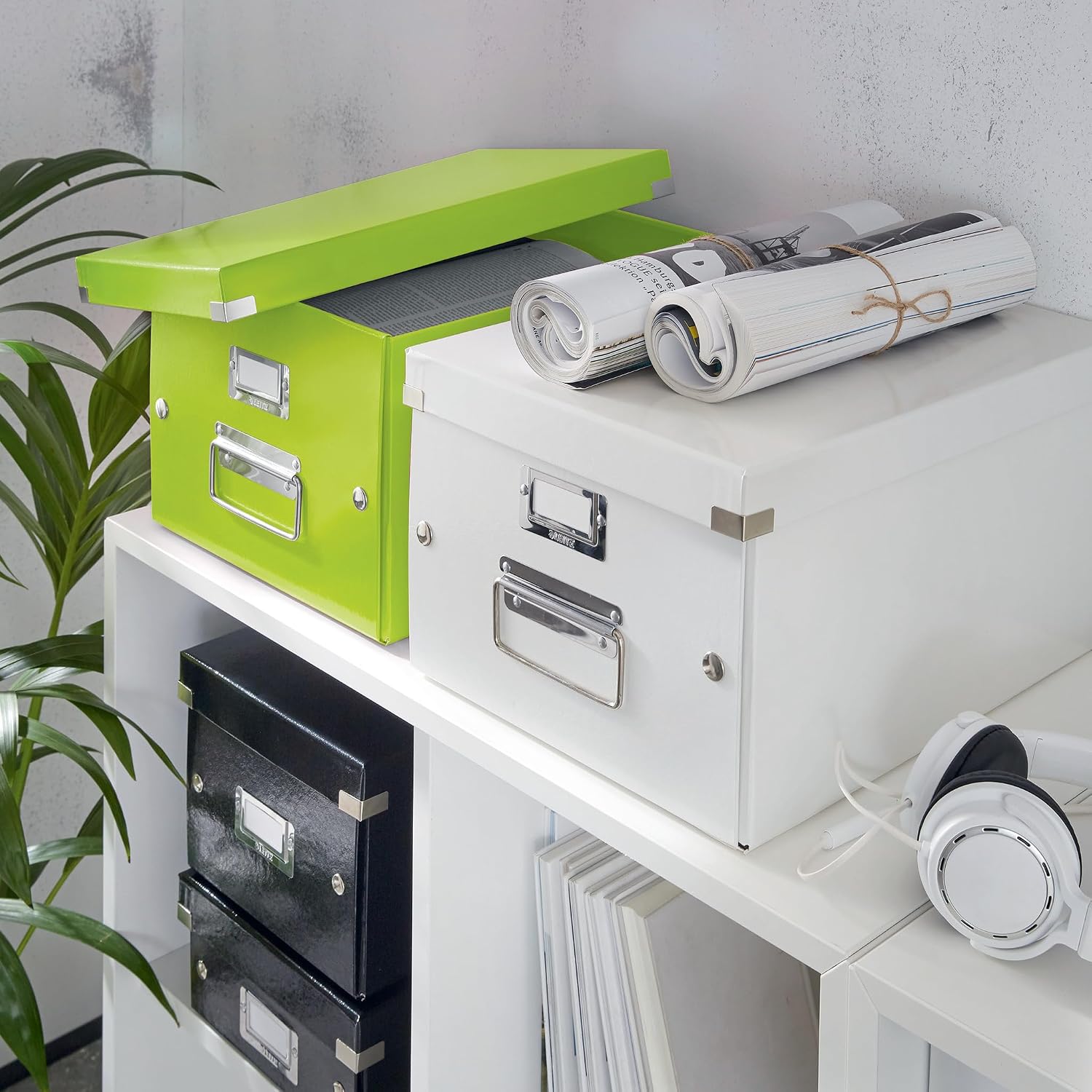 Detalle 2 de Leitz 60440054 A4 Storage Box – Green, Click and Store, Medium (28.1 x 20 x 37 cm)