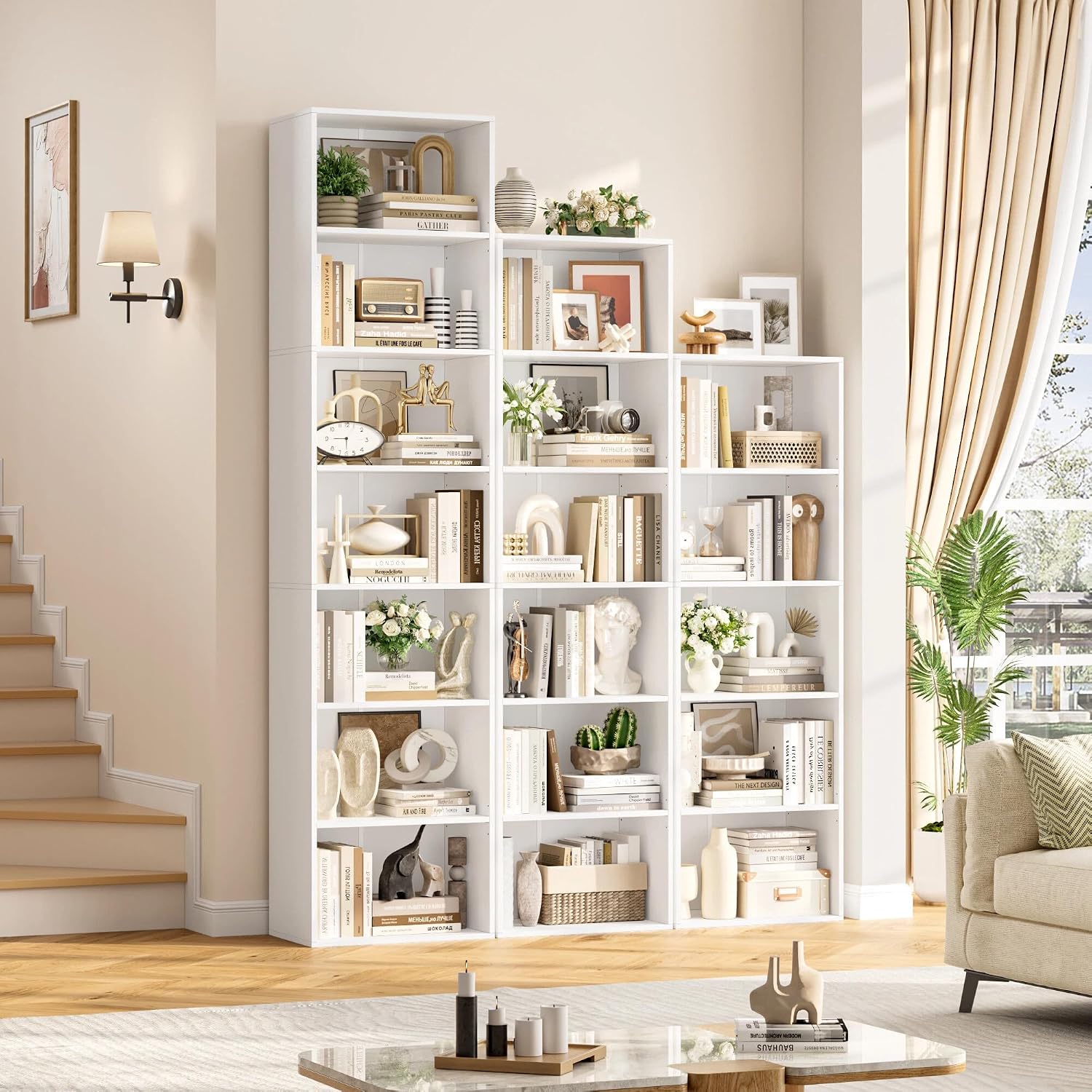 Thumbnail 6 de FirFurd P712 5-Tier Bookcase, White, with Adjustable Shelves