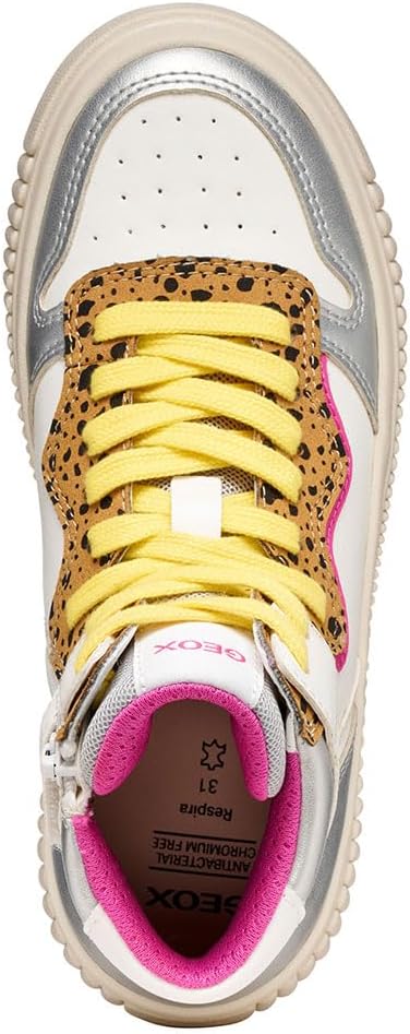 Detalle de Geox J Laquinny Girl Sneakers – Bianco/Fucsia, 28 EU