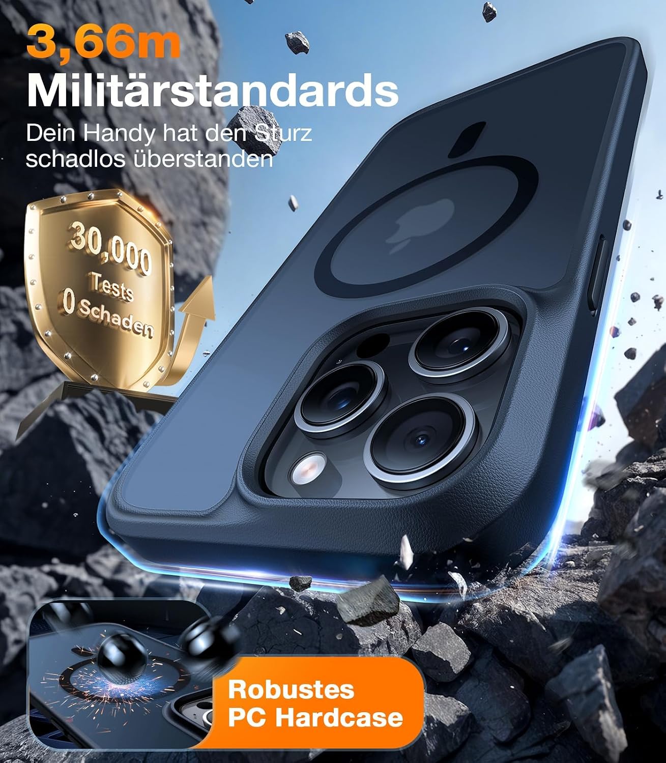 Detalle 2 de TORRAS Guardian-Mag Hülle für iPhone 15 Pro Max – MagSafe, Militärschutz & 360° Stoßschutz