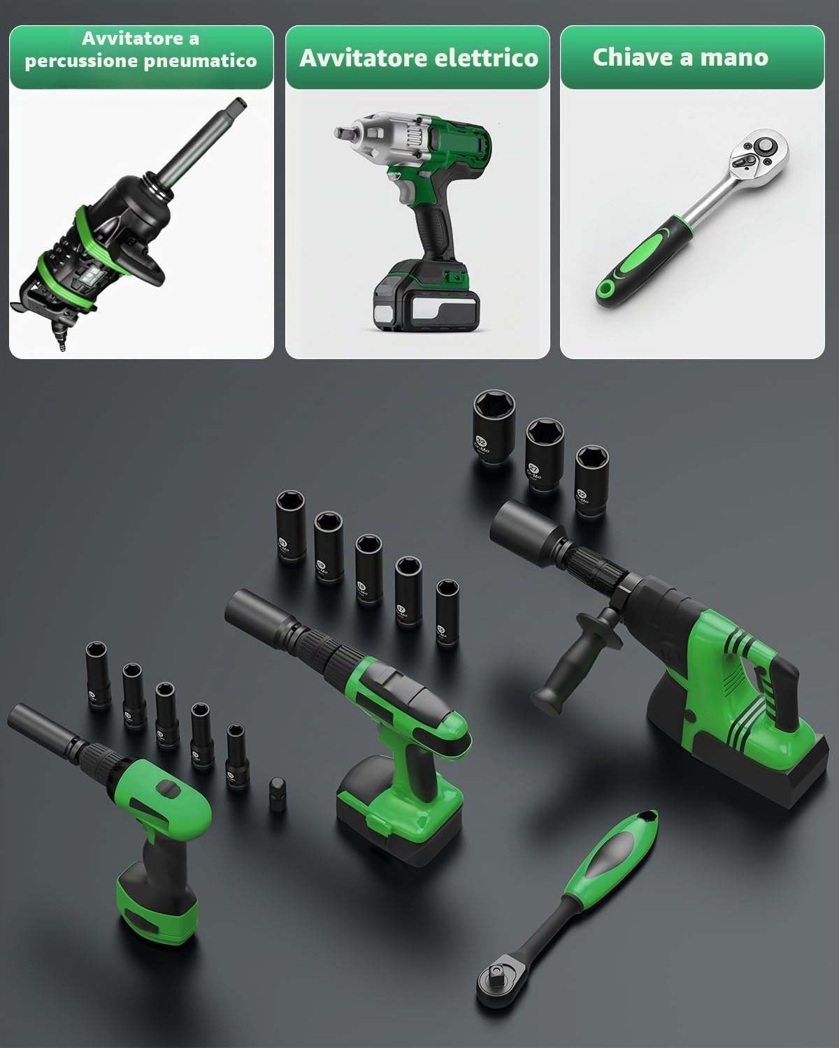 Detalle 2 de Ginour Set Chiavi a Bussola a Impatto 1/2" Cr-Mo – 17 pezzi, 6 punti, con valigetta e prolunghe