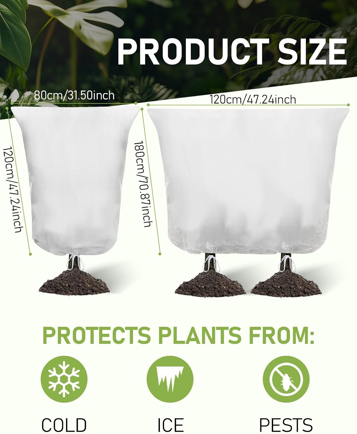 Detalle 2 de 2 Pack Plant Frost Protection Covers 120x180cm garden fleece