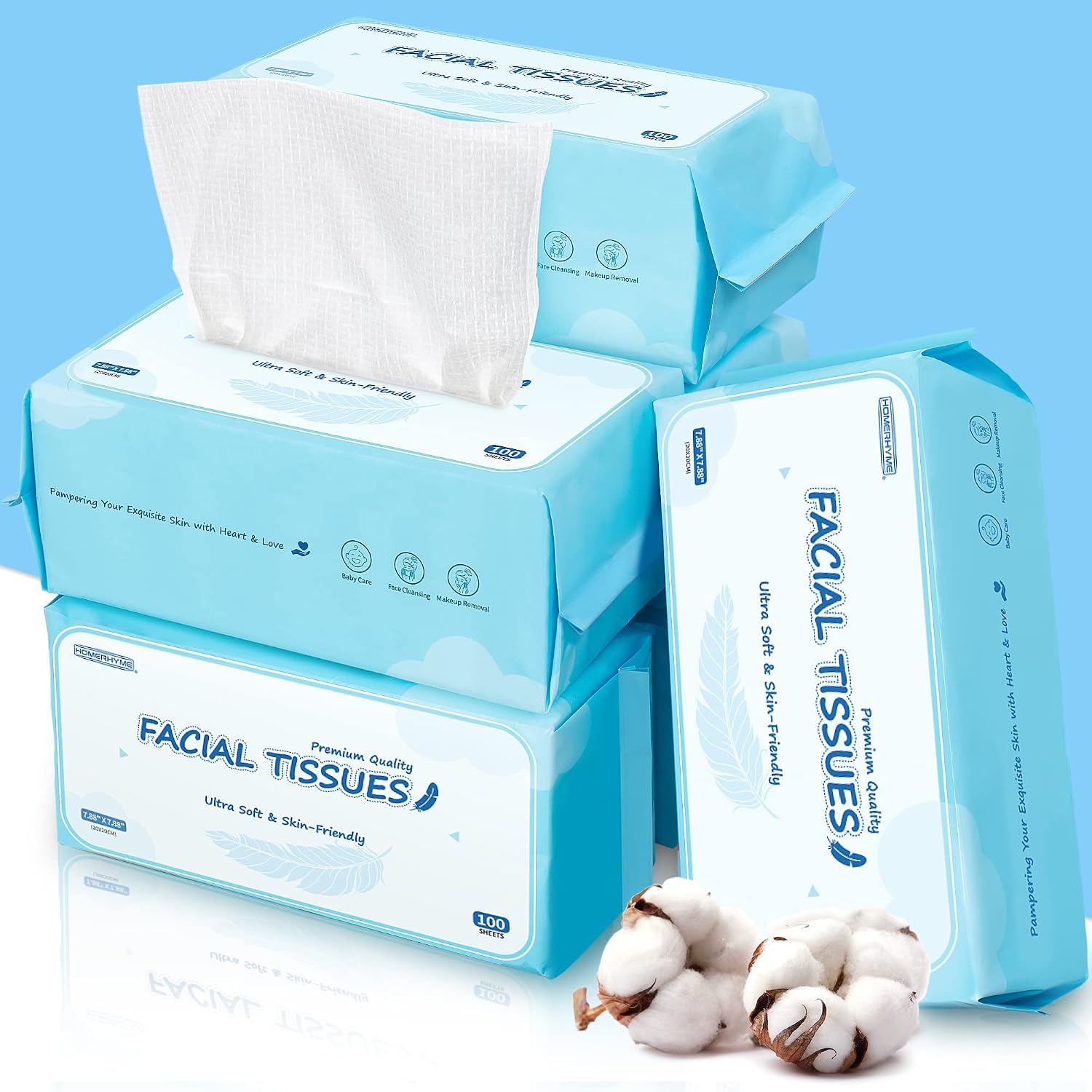 Detalle de HOMERHYME HR-11VC600CT Disposable Face Towels, 600 Count, Lint-Free