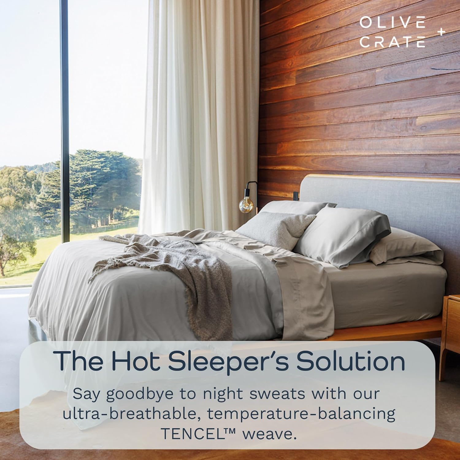 Thumbnail 1 de Olive + Crate Tencel Lyocell Eucalyptus Sheets, King 4-Piece Set in Gray Mist