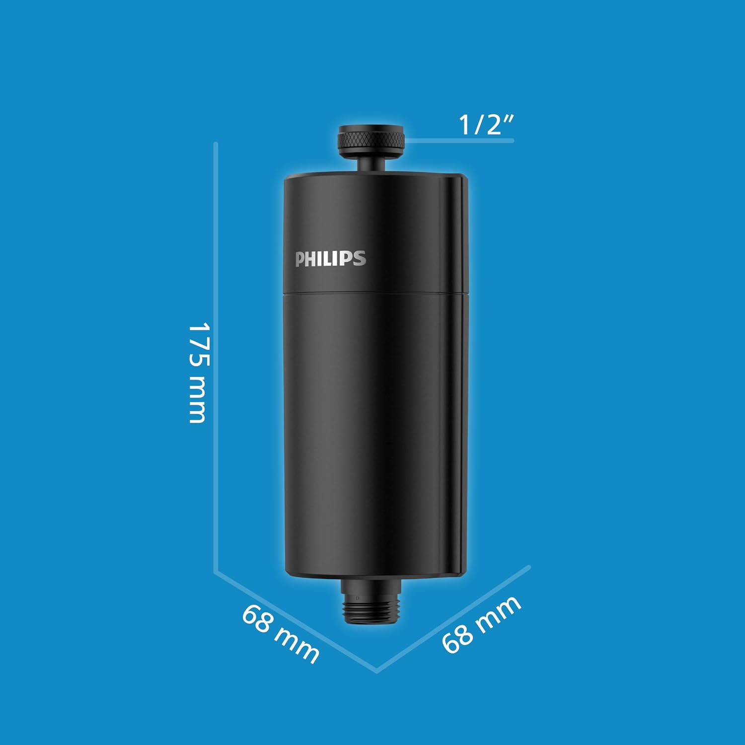 Detalle de Philips Filtre de douche Water 50 000 L noir — réduit le chlore jusqu’à 99%