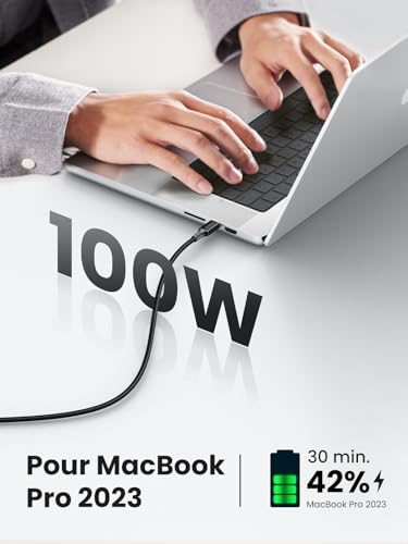 Detalle de UGREEN Zapix Câble USB C 100W PD 20V 5A – Nylon tressé, 2m