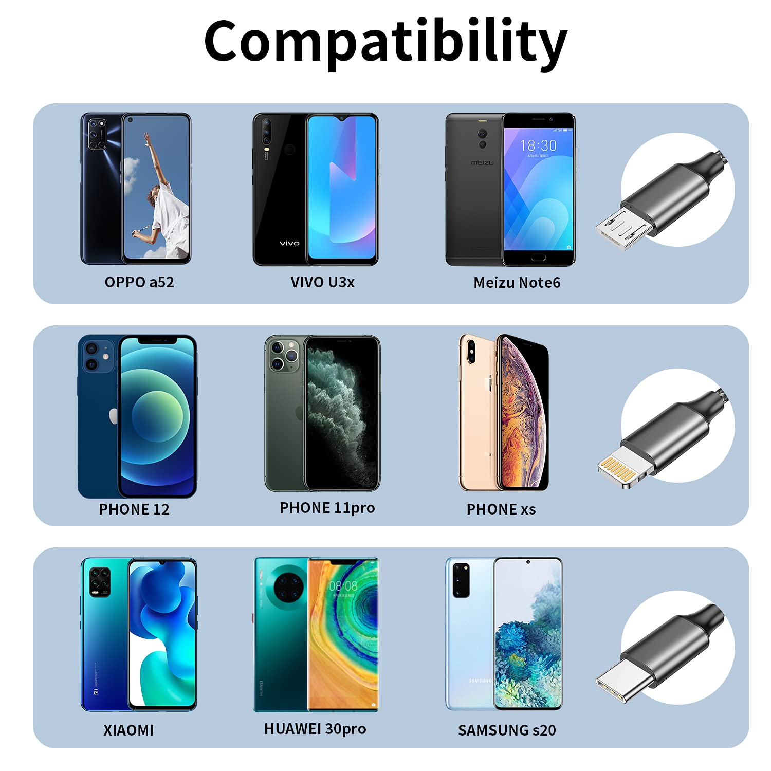 Thumbnail 6 de Multi Charger Cable 4 in 1 1.2m Grey