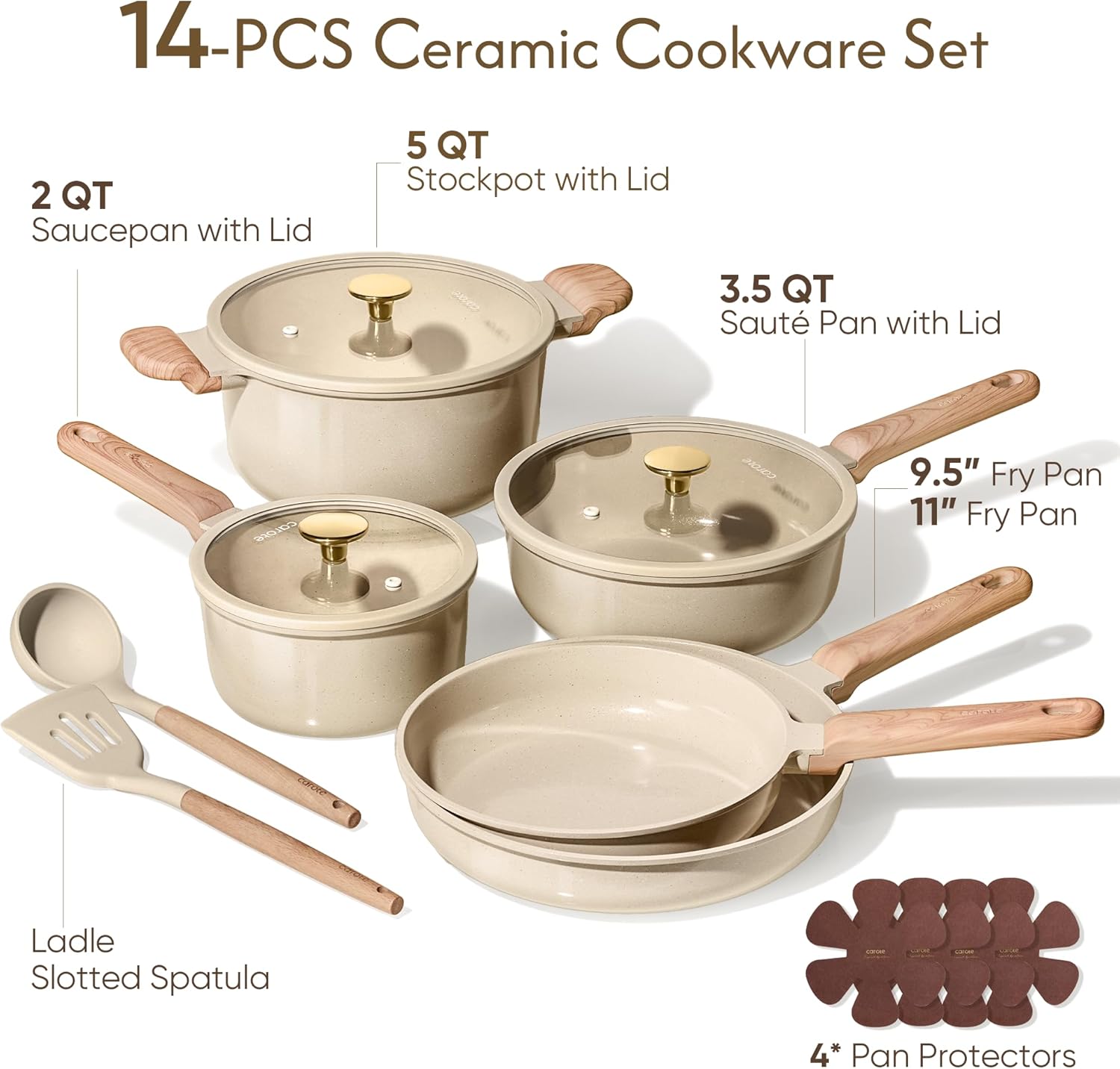 Thumbnail 1 de CAROTE 14Pcs Ceramic Nonstick Cookware Set