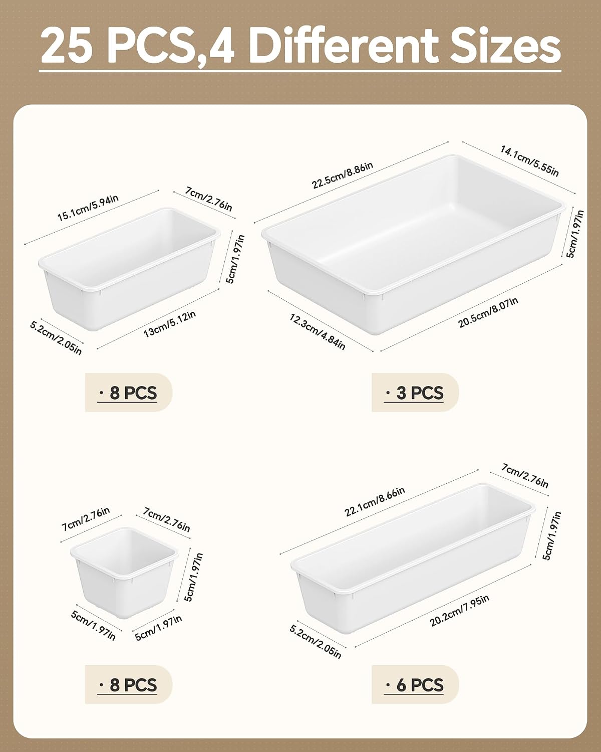 Detalle 2 de KEMETHY Drawer Organizer Set, 25 Pieces
