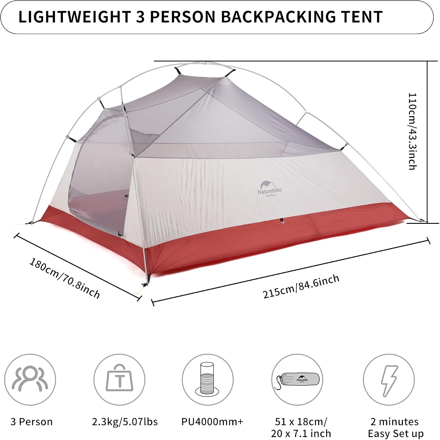 Detalle 2 de Naturehike 3-person backpacking tent