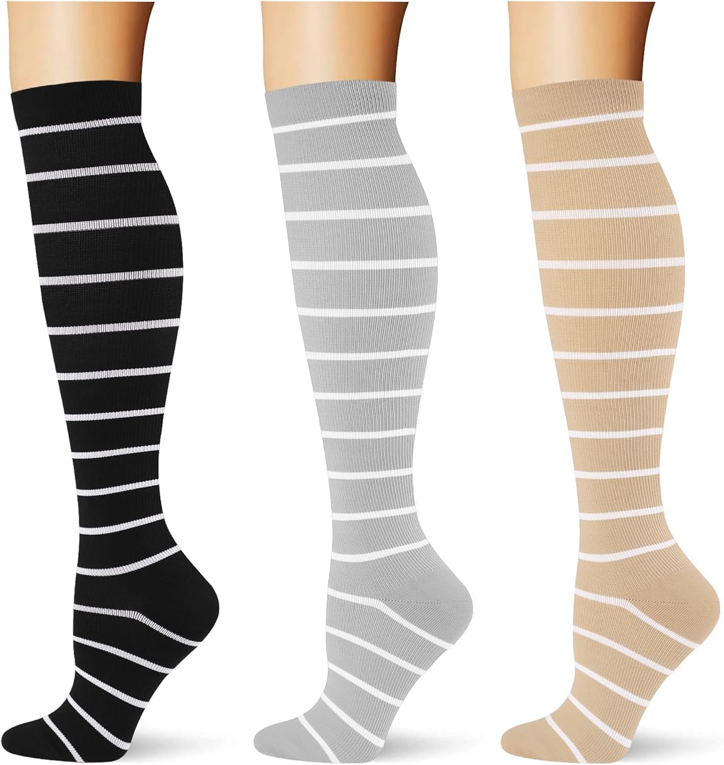 Thumbnail 5 de Saniripple 3 Pairs 20-30 mmHg Knee-High Compression Socks for Travel, Sports, and Everyday Wear