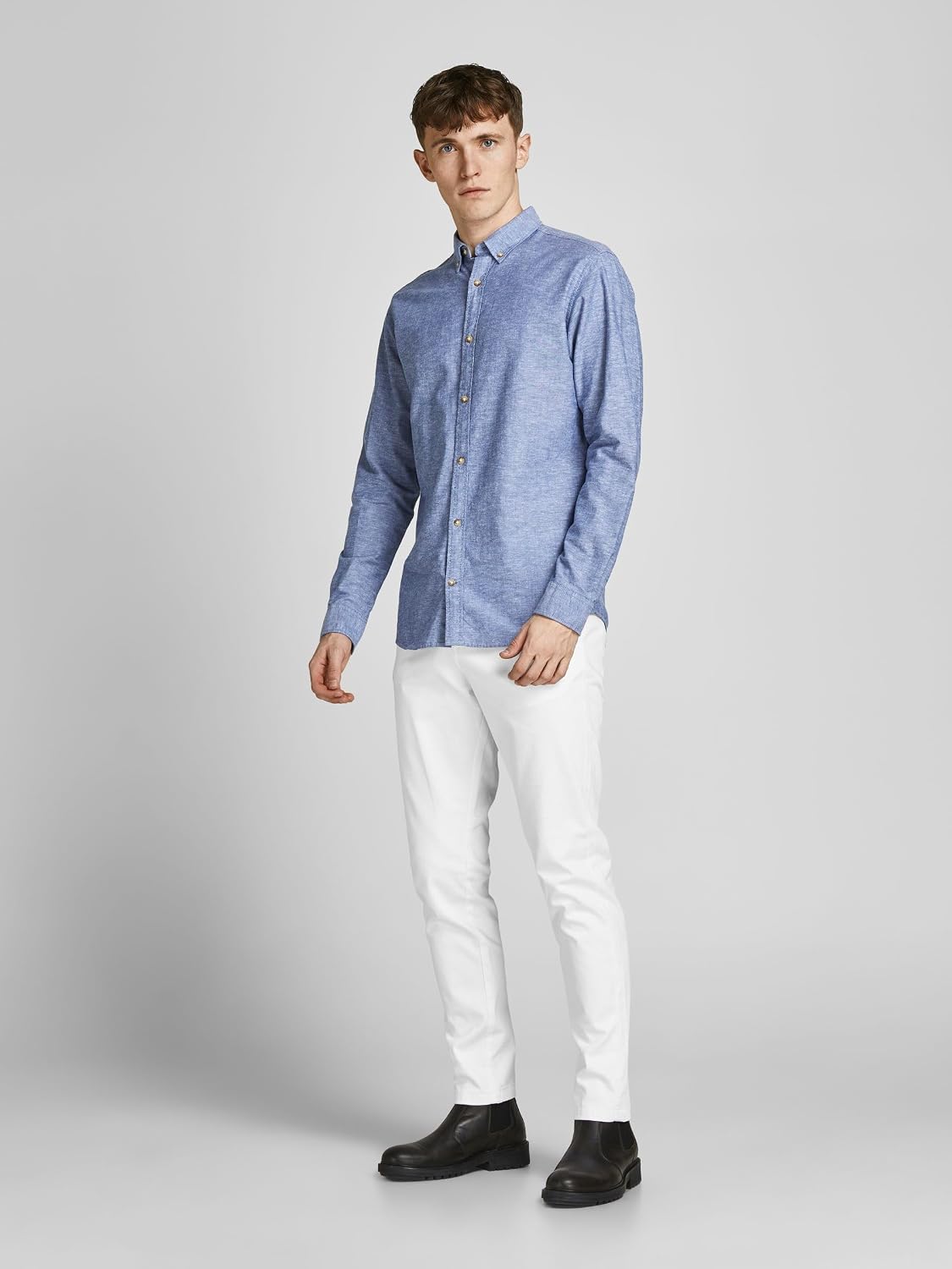 Detalle 1 de Jack & Jones Jpstmarco Jjbowie SA pantalones blancos para hombre (corte ajustado con elastano)