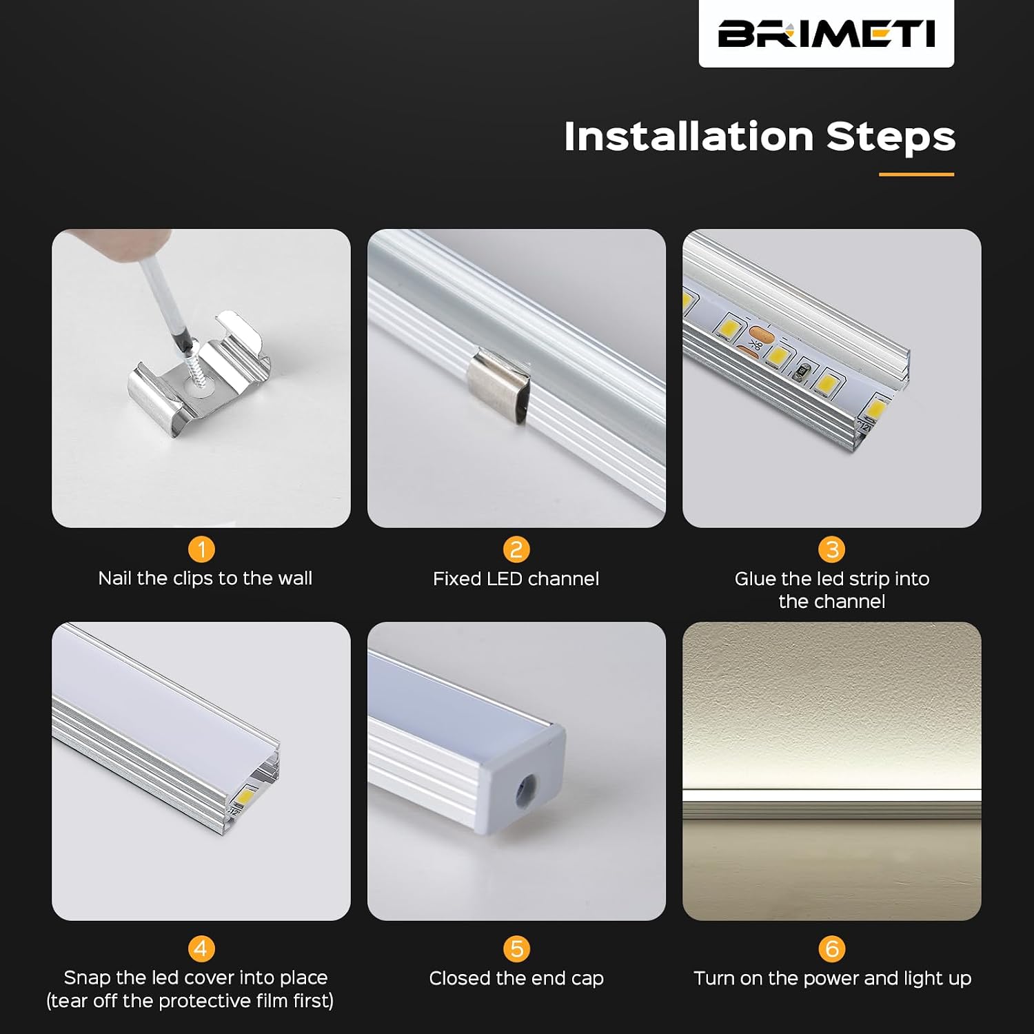 Detalle 2 de BRIMETI 4N-D889-LvCao-U=6M ledprofiel, 6 x 1 m, U-vorm met afdekking