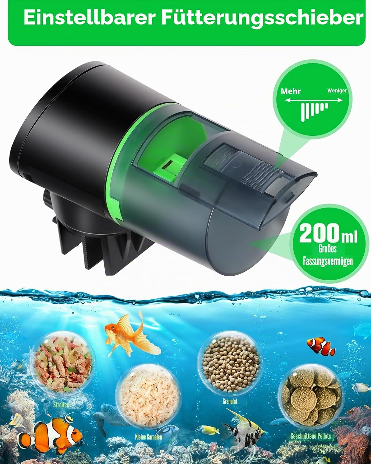 Detalle de Petbank Futterautomat Aquarium – Automatischer Fischfutterspender mit Batteriebetrieb