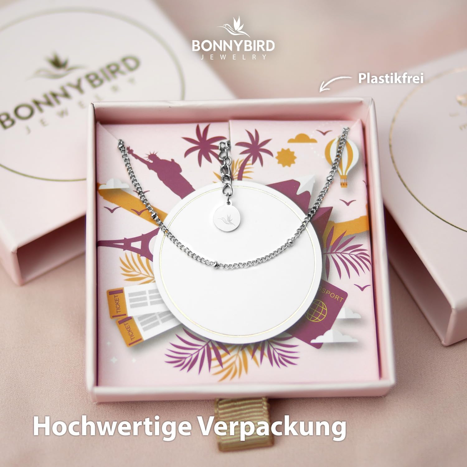 Thumbnail 5 de BONNYBIRD Wasserfeste Edelstahl Halskette für Damen (BonnyDots) – 38 bis 43 cm in Silber, Gold & Roségold
