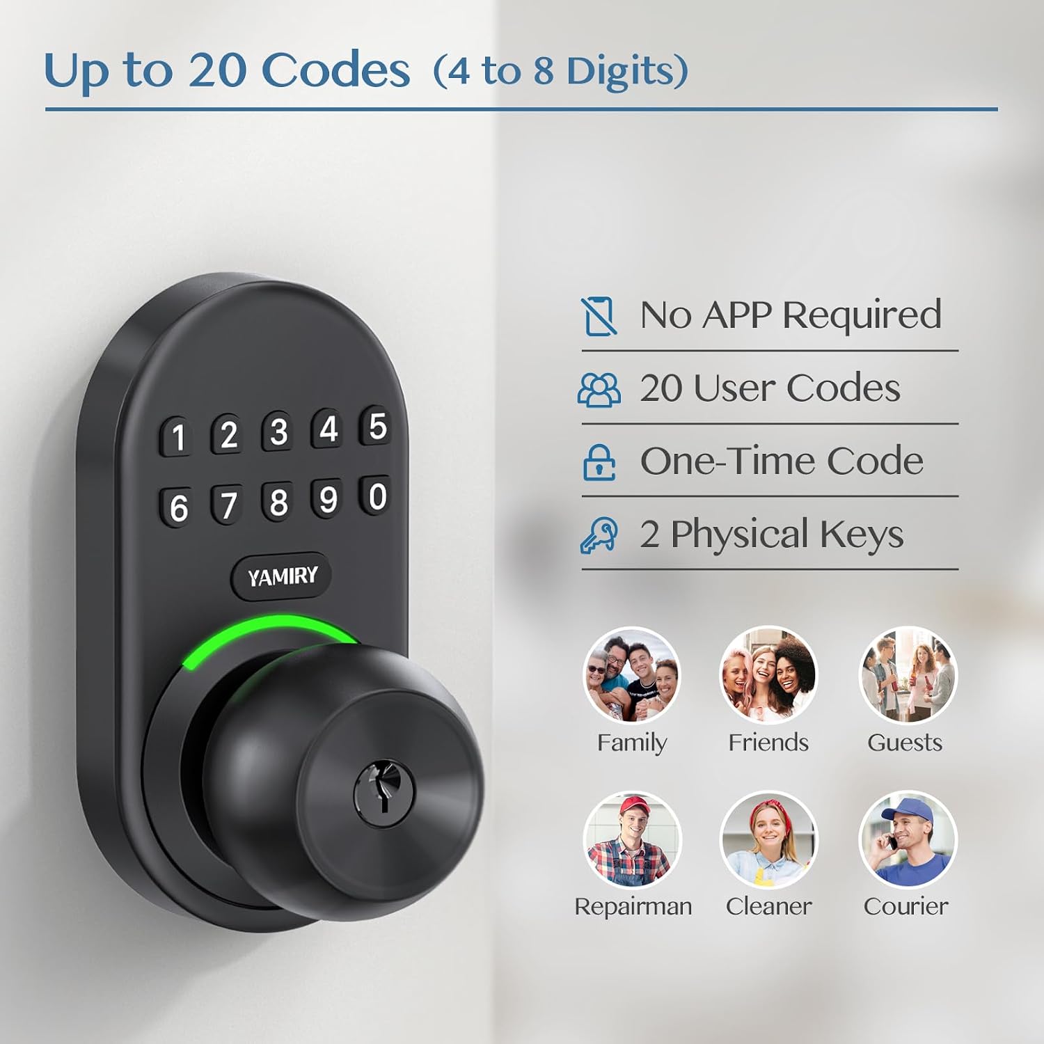 Detalle 2 de Yamiry Smart Door Knob Lock, 20 User Codes