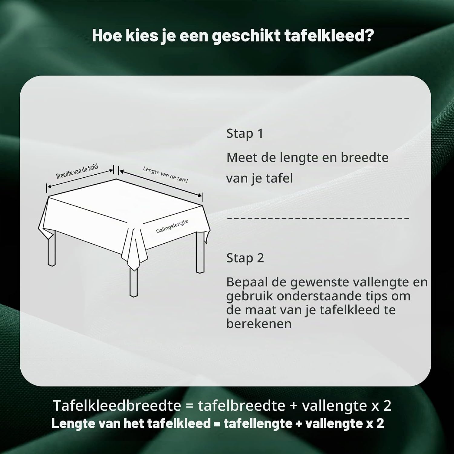 Detalle de DWCN groen polyester tafelkleed 140 x 280 cm, vlekbestendig