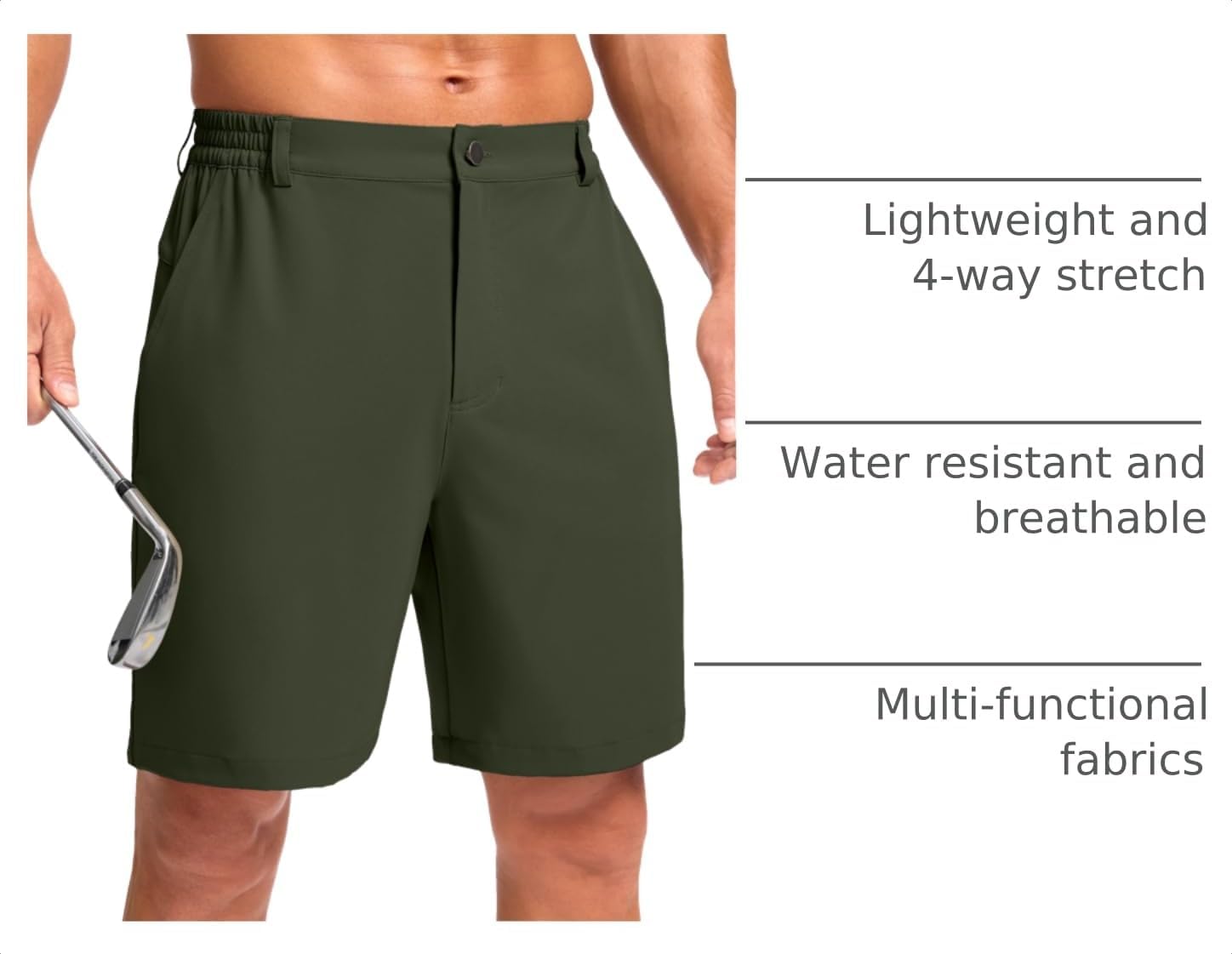 Detalle 2 de Pudolla Men's Casual Golf Shorts, 5"/7"/9" Inseams, 4-Way Stretch
