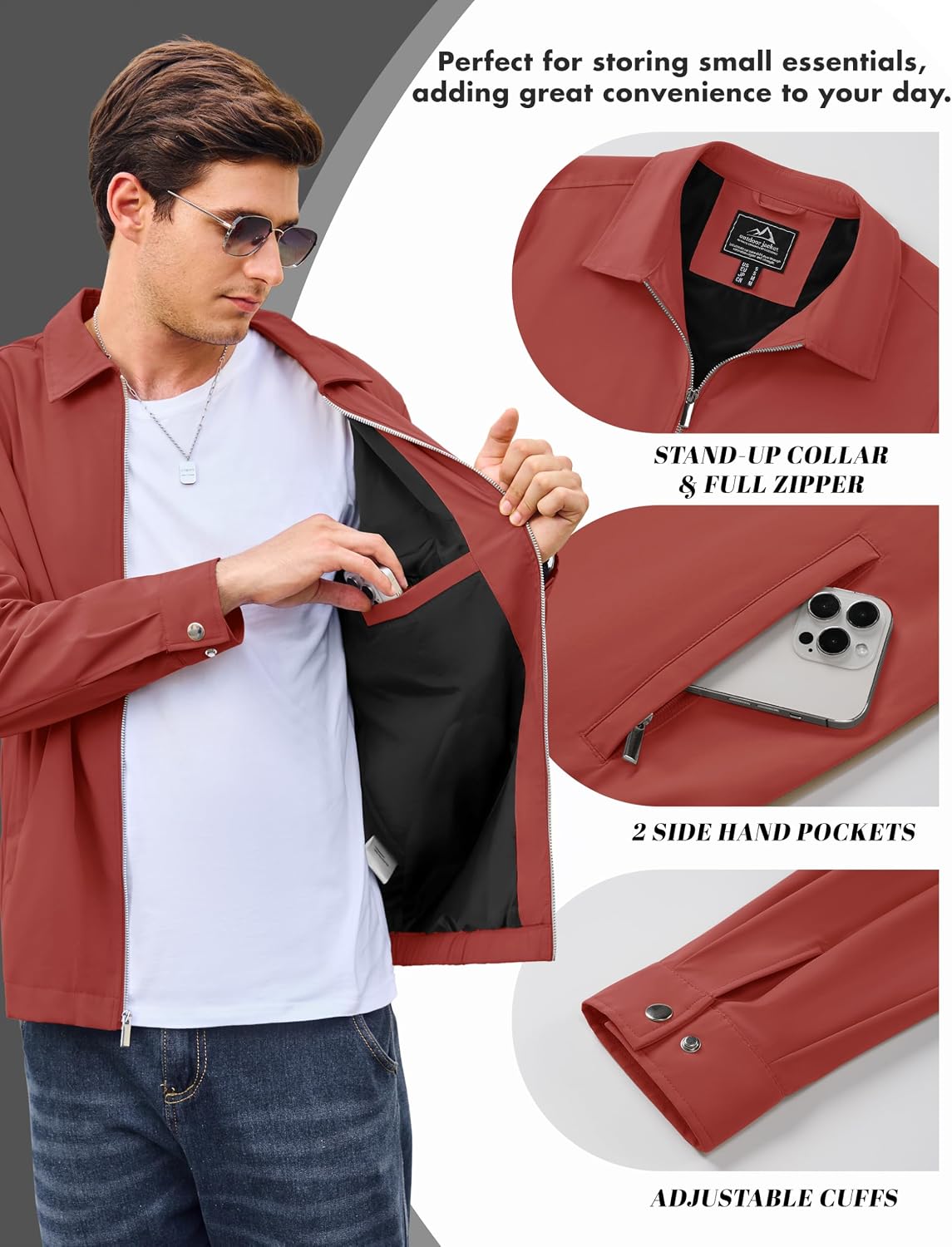 Thumbnail 2 de Cotrasen Men's Windbreaker Jacket Polyester