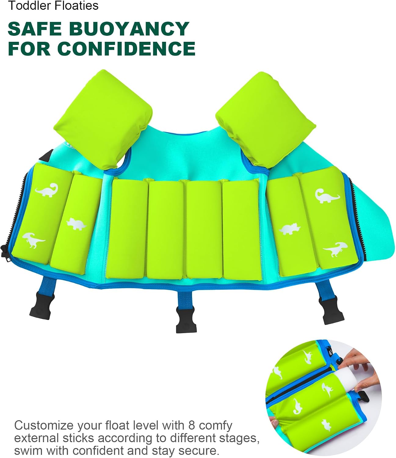 Thumbnail 4 de Kids Pool Floaties 1-9 Years Old Toddler Swim Vest with Adjustable Buoyancy and Crotch Strap