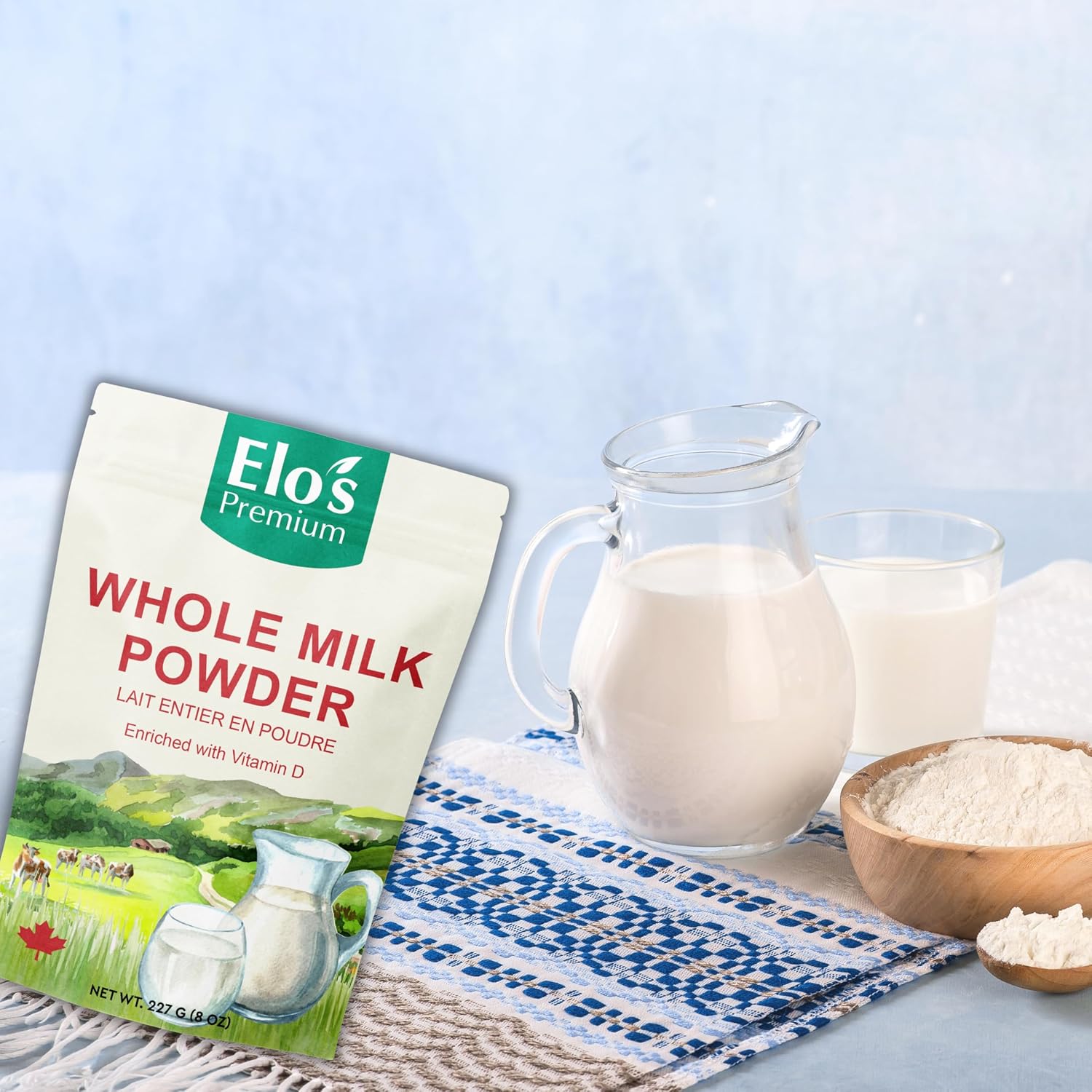 Detalle de Elo's Premium Whole Milk Powder, 8 oz, Canadian milk for baking and drinks