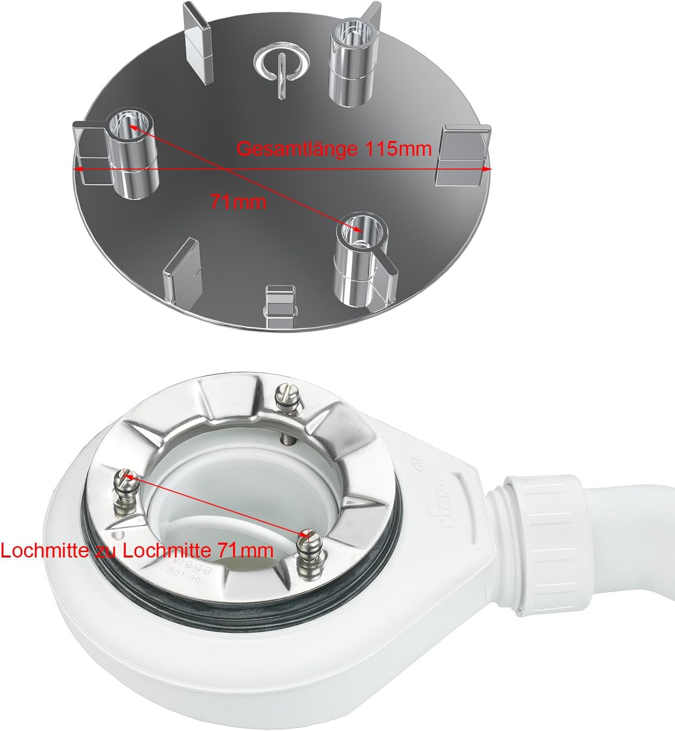 Detalle de Duschabfluss Abdeckung 115 mm – Chrom, Modell 6964 (649982)