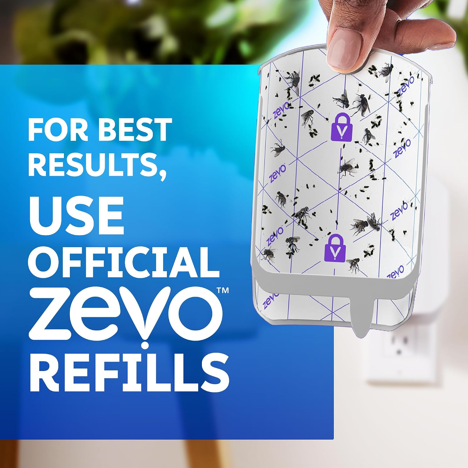 Detalle de ZEVO Flying Insect Trap: 1 Base + 1 Refills for Continuous Indoor Fly Control
