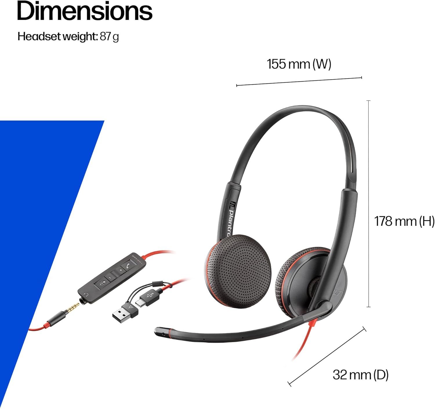 Thumbnail 5 de HP Poly Blackwire 3225 Wired Headset for PC & calls