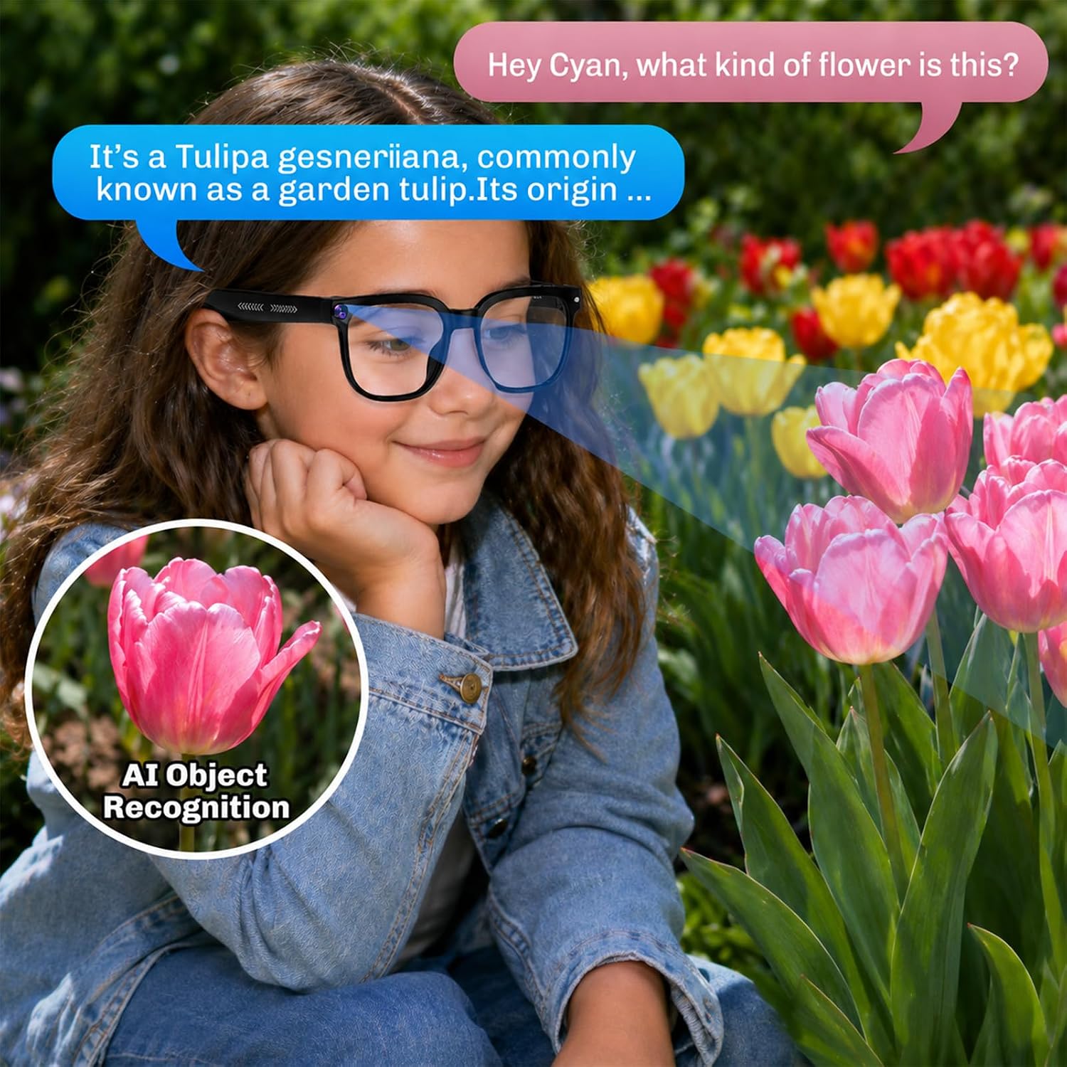 Detalle de AI Smart Glasses with Camera (4K Video/Photo Capture) for Travel — Real-Time Translation & Open-Ear Audio