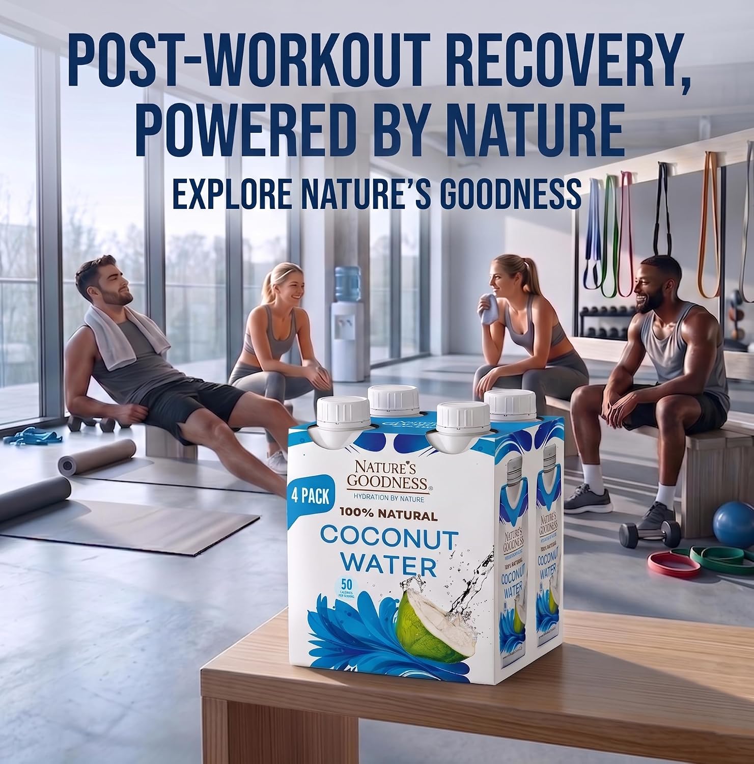 Detalle 2 de Nature's Goodness Coconut Water, No Added Sugar, No Pulp, 4-Pack