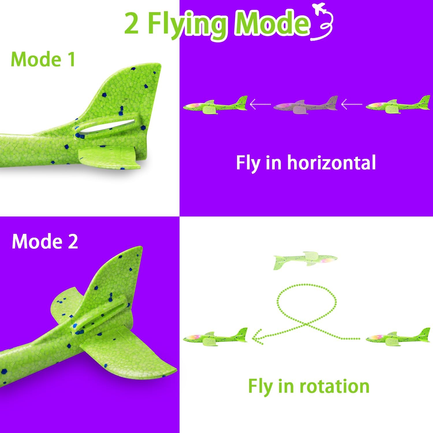 Thumbnail 2 de CUKU 6 Pack LED Light Airplane Toys: 17.5" Large Foam Gliders with 2 Flight Modes