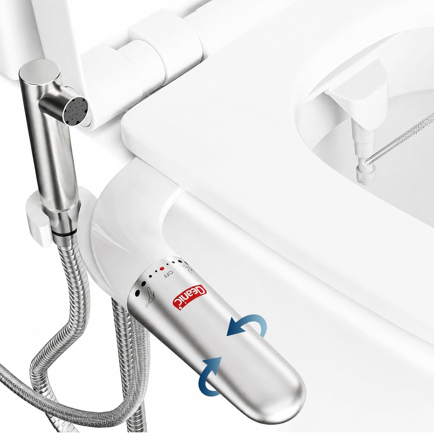 Detalle de DEANIC 2-in-1 Bidet Attachment with Handheld Sprayer: Ultra-Slim, Non-Electric Cold Water Bidet for UK Bathrooms