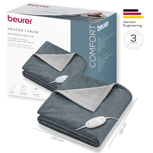 Thumbnail 6 de Beurer HD 75 Cozy – Couverture chauffante effet fourrure, 6 niveaux, gris foncé