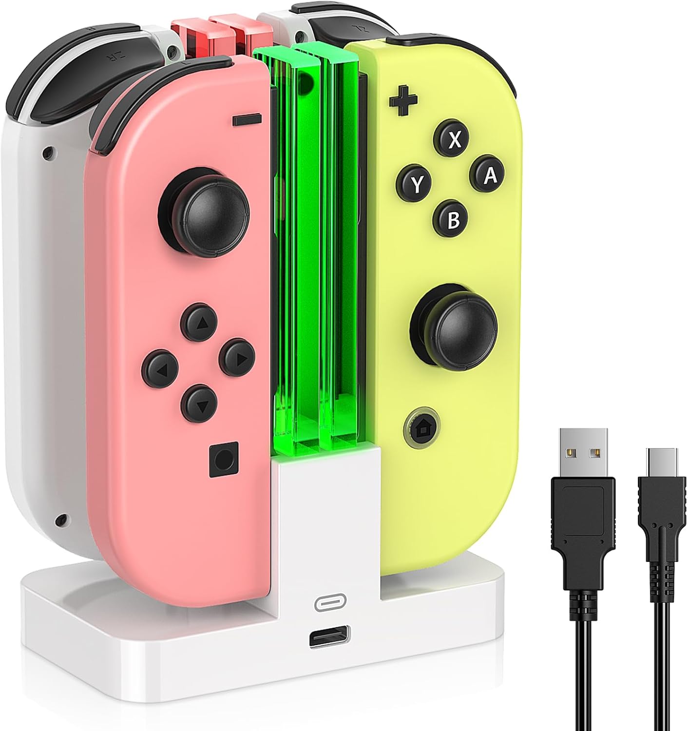 Charging Dock Replacement for Joy-Con Controller Charger for OLED Console (White) with USB Type-C Cord