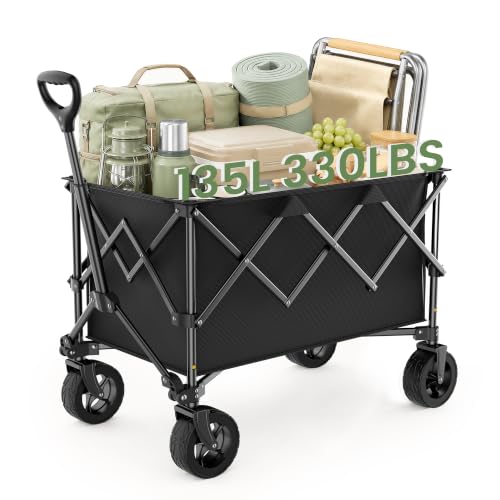 Detalle de Carrito de Camping Plegable 135 L de RYGEO: 150 kg, ruedas 360°, asa telescópica